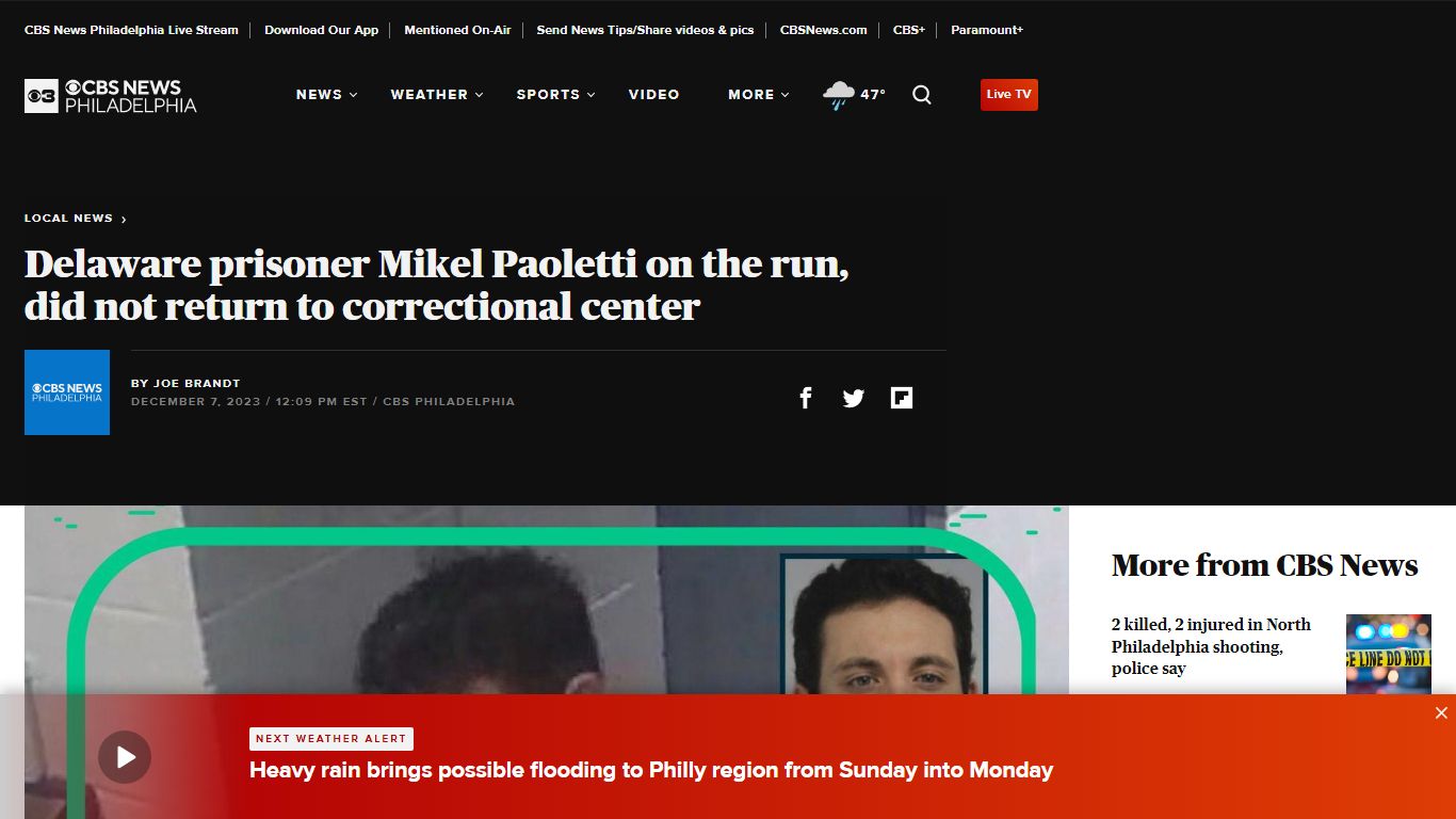 Delaware prisoner Mikel Paoletti on the run, did not return to ...