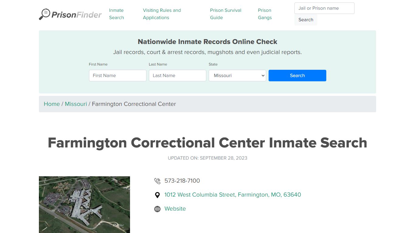 Farmington Correctional Center Inmate Search - Prisonfinder.org