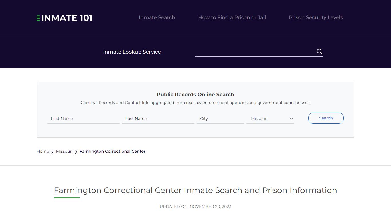 Farmington Correctional Center Inmate Search, Visitation, Phone no ...